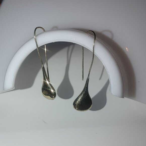 Teardrop Hook Earrings Long Sterling Silver Inch and Half Adjustable Bends - Picture 4 of 11